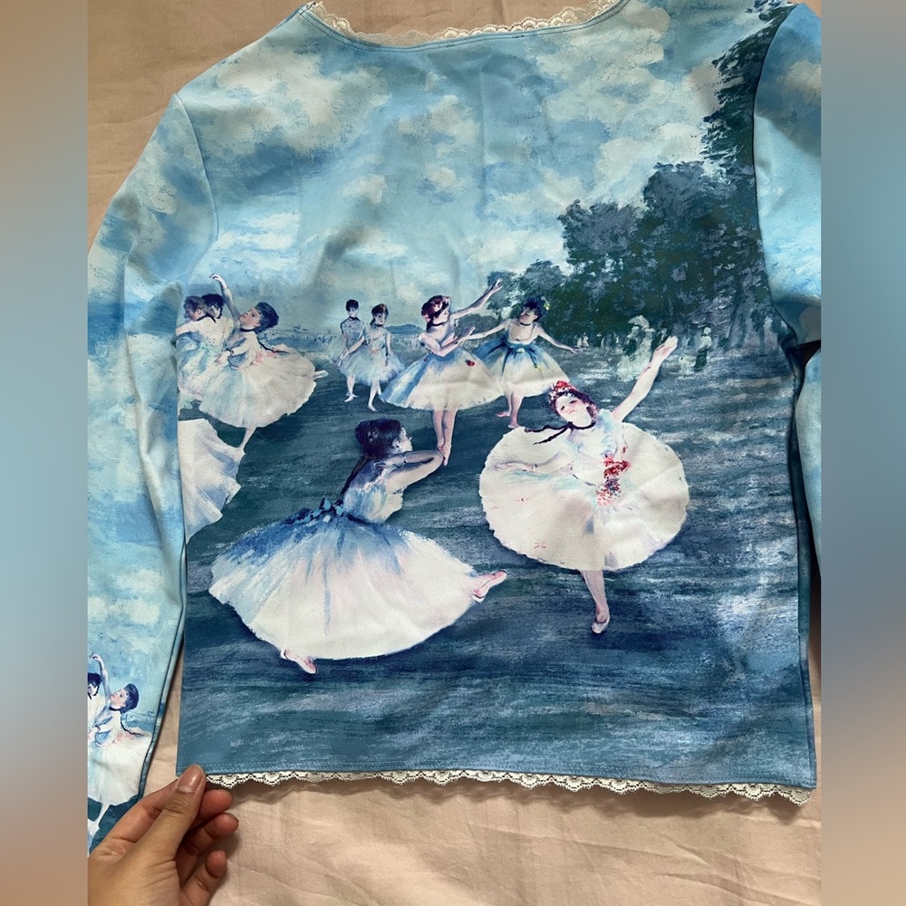 Sugar Thrillz Blue and White Lace Ballet Trim Top - Picture 6 of 6